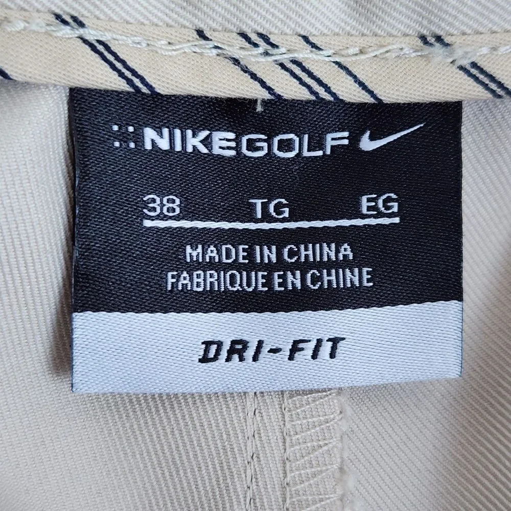 Nike Golf Shorts Mens Size 38 Tan Dri-Fit Performance Pleated Front Pockets